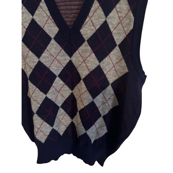 Troy Hill Argyle black gray and red sweater vest size L - Picture 5 of 7